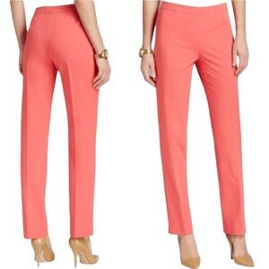 Lafayette 148 New York Coral Pink Cropped Bleeker Pants Size 4